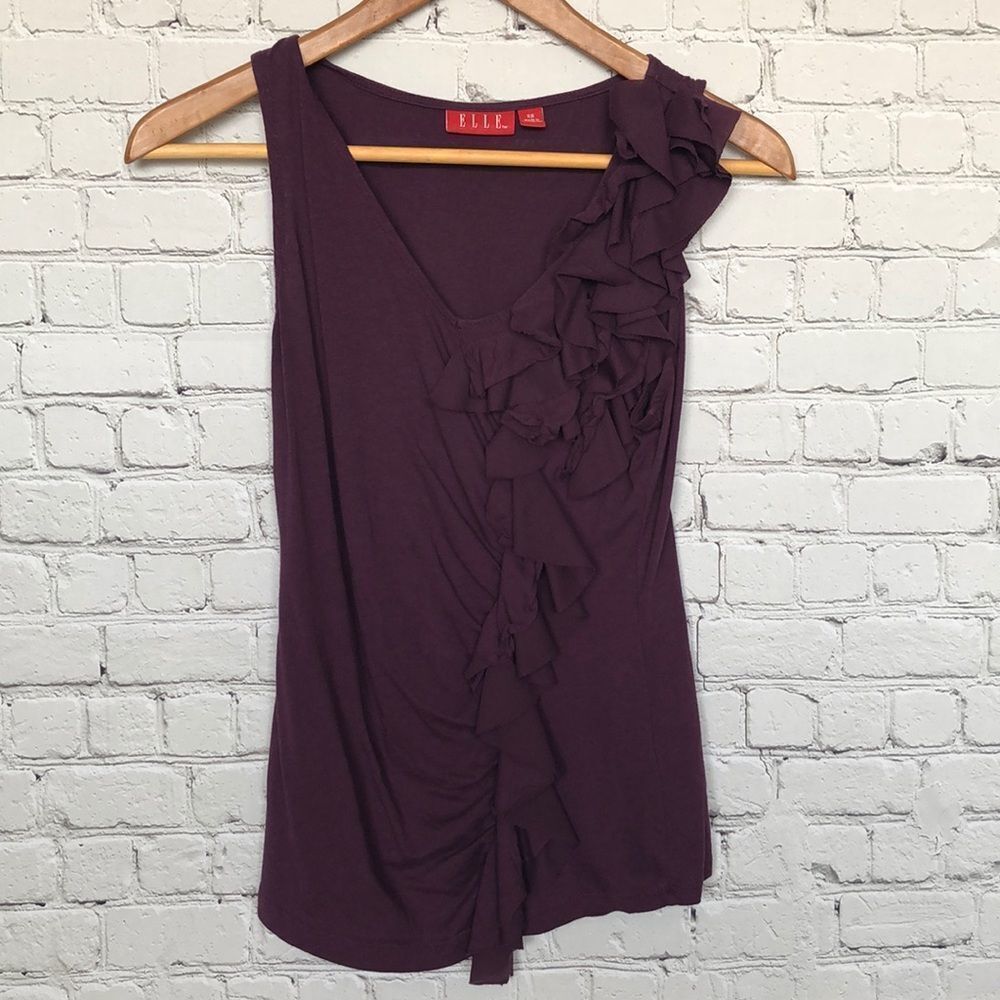 ELLE Tank Top with Ruffle Detail Up the Side Size XS